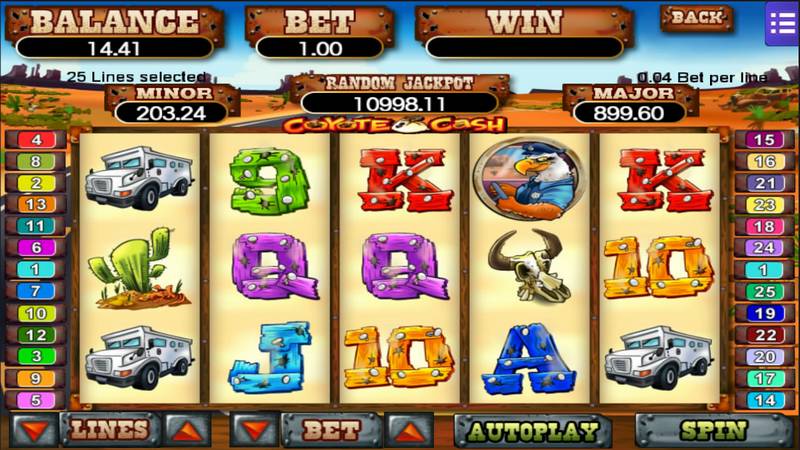 Slot machines, gambling, jackpot, casino games, Coyote Cash