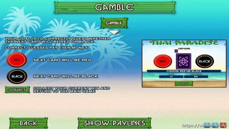 Double your winnings with Thai Paradise's Gamble feature