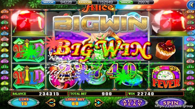 Achieve a big win in Alice SCR888 with a 15-line bet, showcasing the game's potential for massive payouts